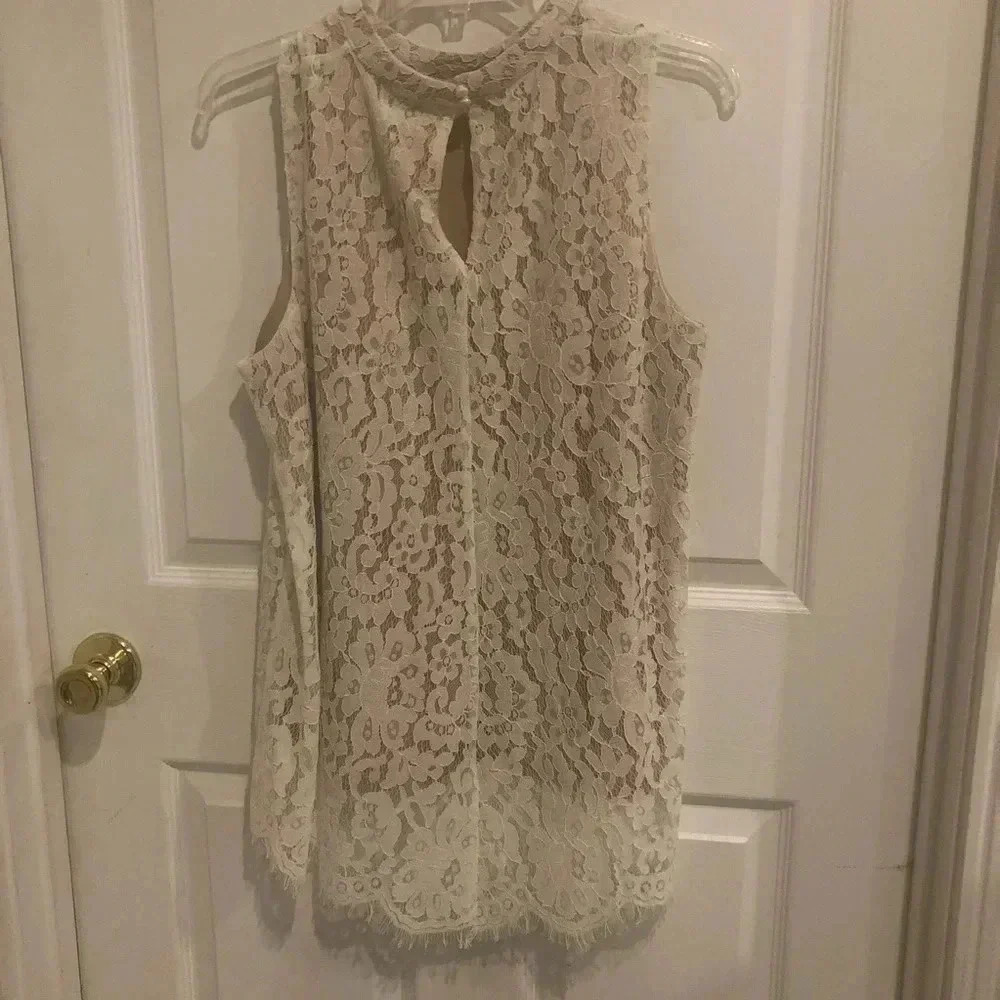 NWT rose olive lace shirt as lg